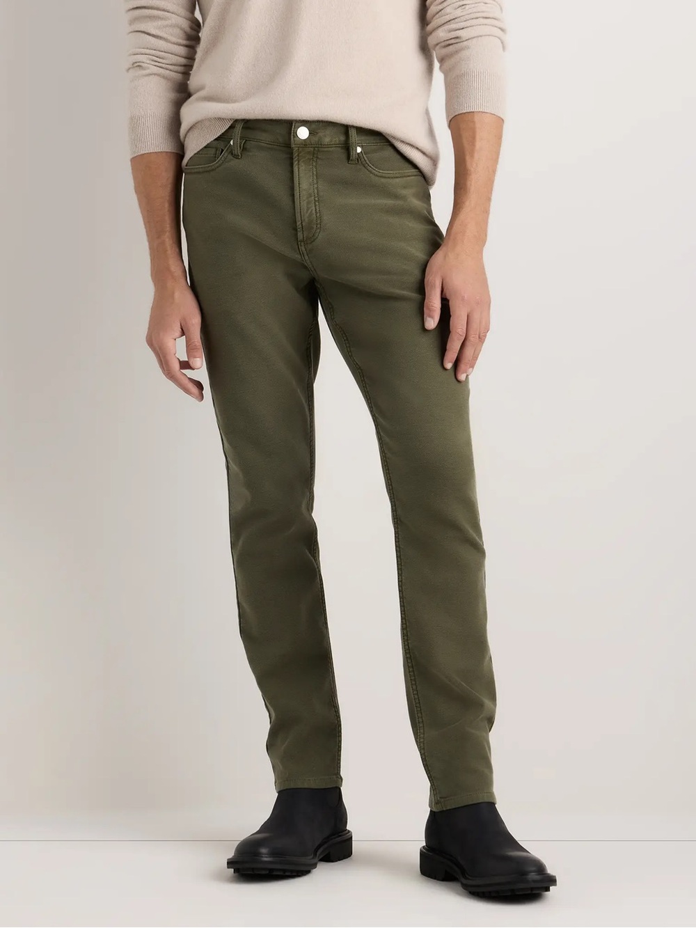 Quince French Terry 5-Pocket Pants - Bayberry Olive